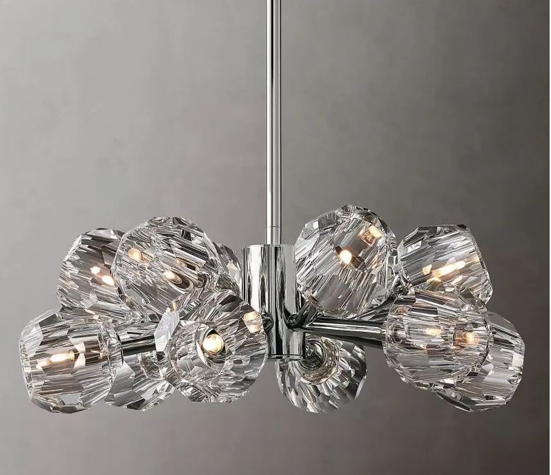 Bouble De Crystal Round Chandelier 24 Clear Glass