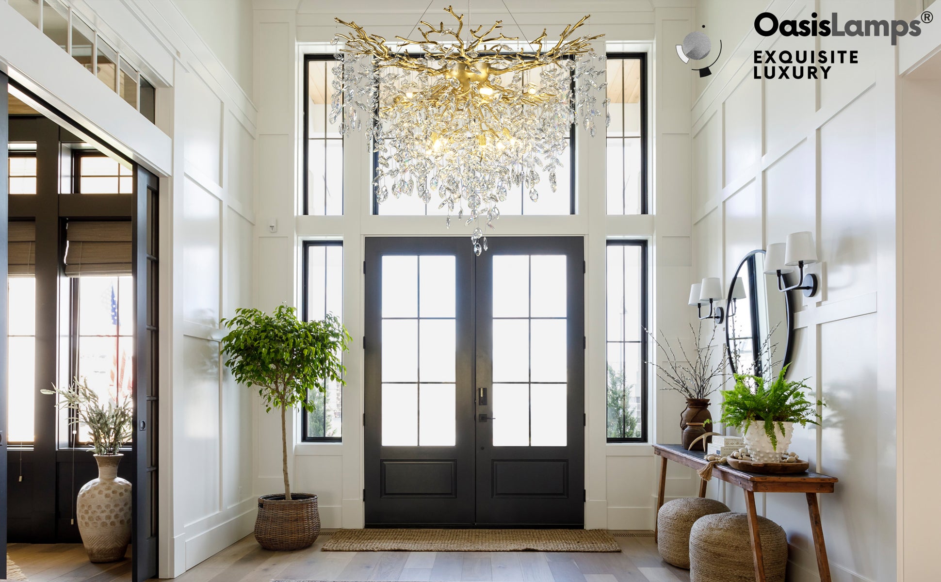 Frostleaf Grand Cascade Branches Chandelier 21'' 24" 32" 40"D#finish_brass,size_40"