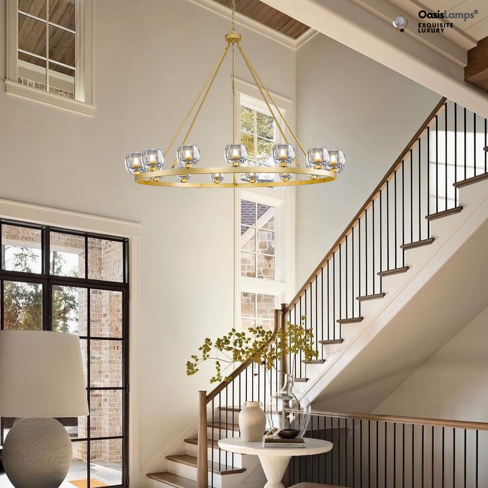 Vellum Round Chandelier 24" 36" 48" 59"D#size_59"-round,color_brass