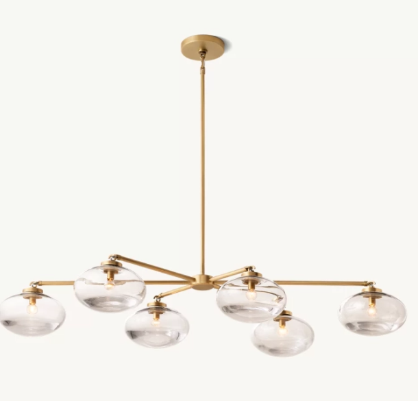 Cabrette Clear Glass Mobile Linear Chandelier 60" Natural Brass