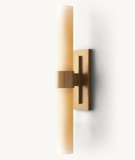 Ravelle Milk Glass Linear Sconce 23" Lacquered Burnished Brass