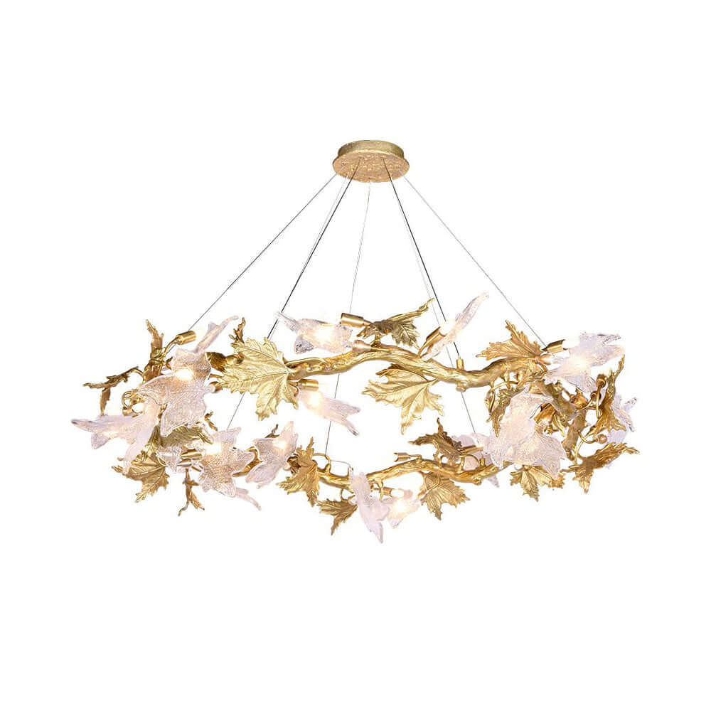 Leaf Branch Brass Chandelier