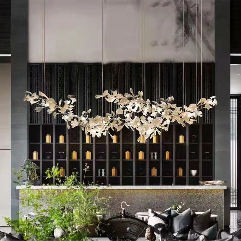 Modern Ceramic Petal Chandelier Gold Length 31