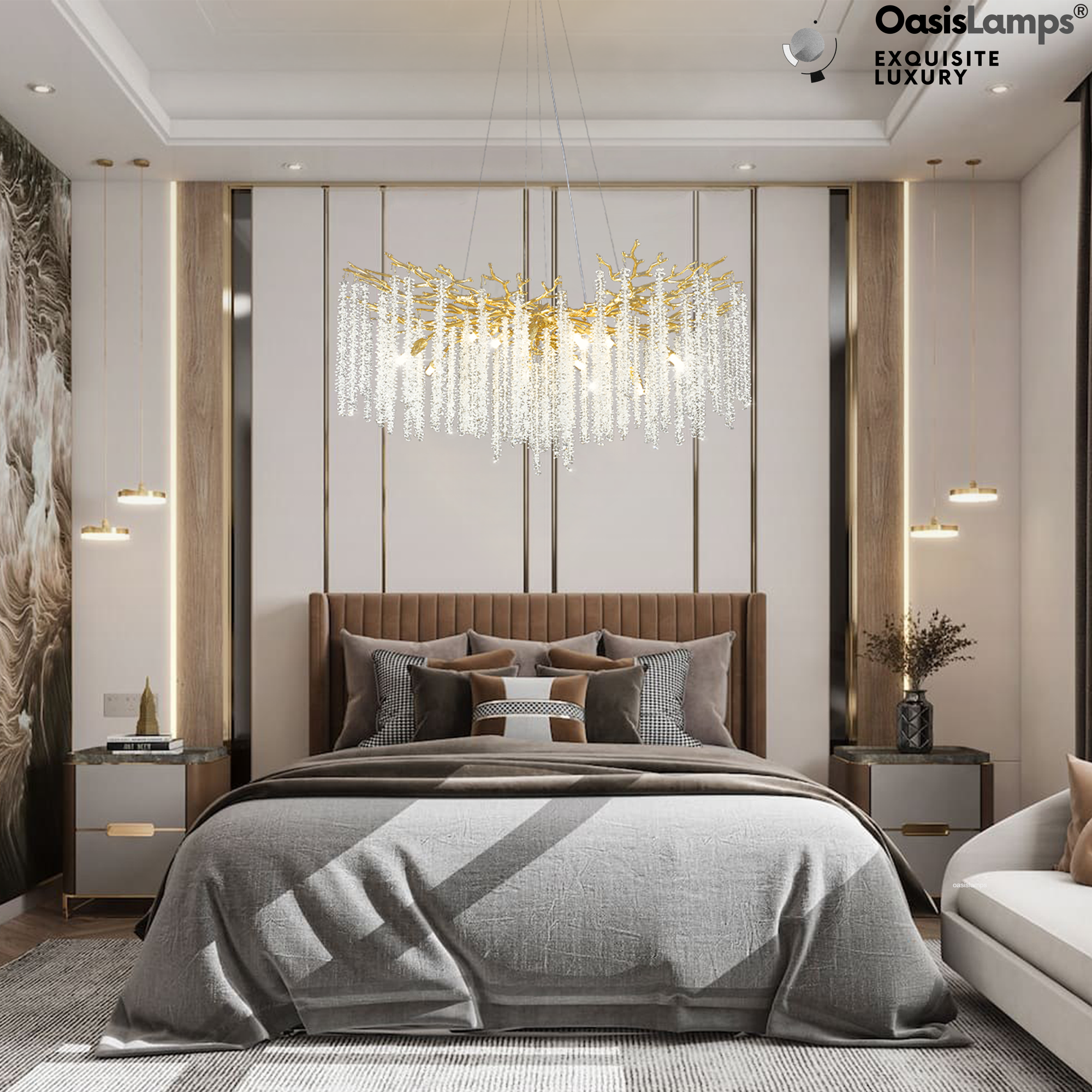 Snow Tree Branch Crystal Chandelier 30" 40"D#color_brass,size_40"