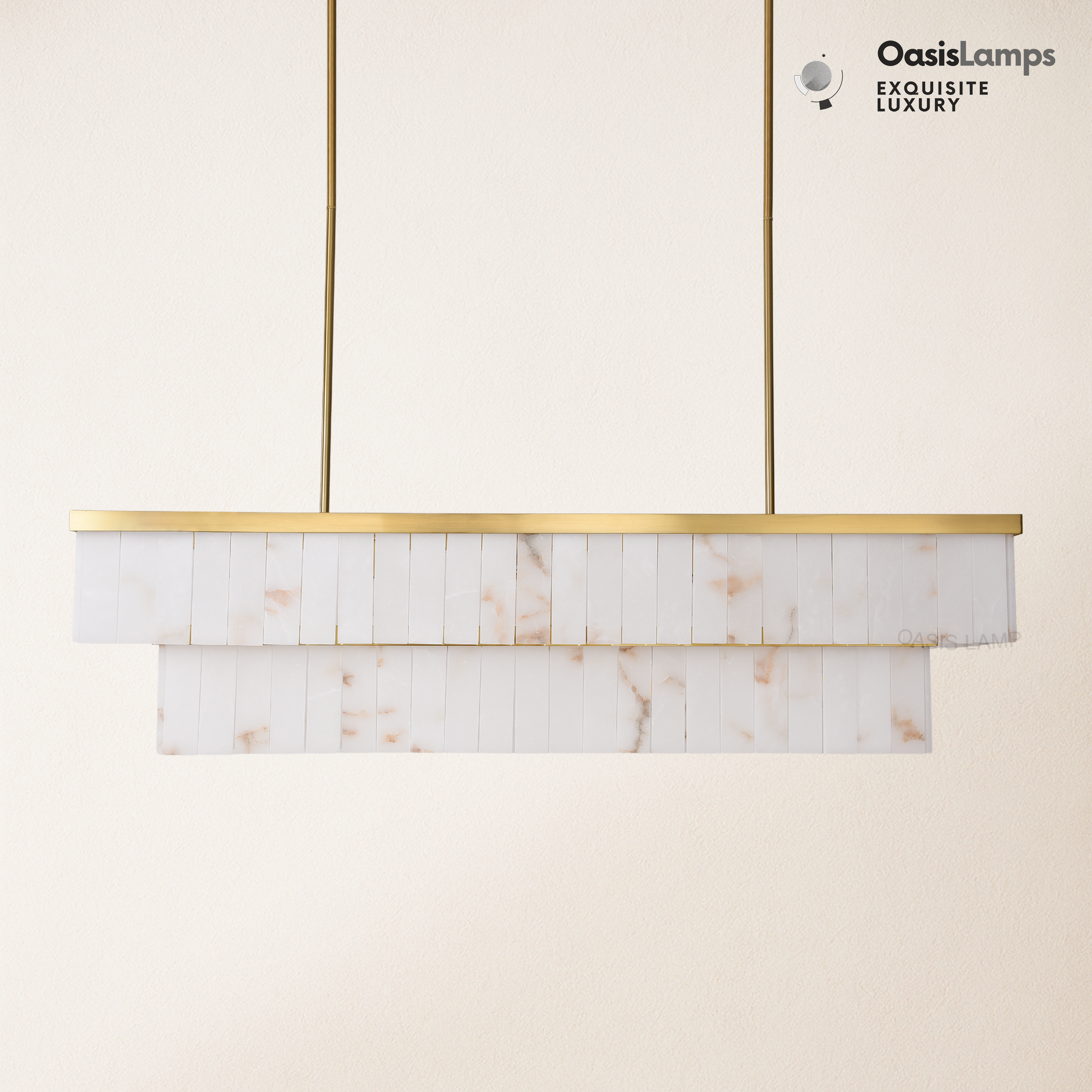 Solmare Alabaster Rectangular Chandelier 54"