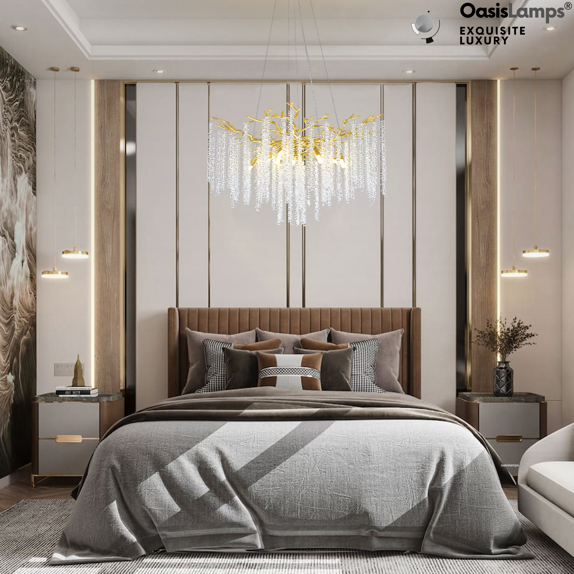 Snow Tree Branch Crystal Chandelier 30" 40"D#color_brass,size_30"