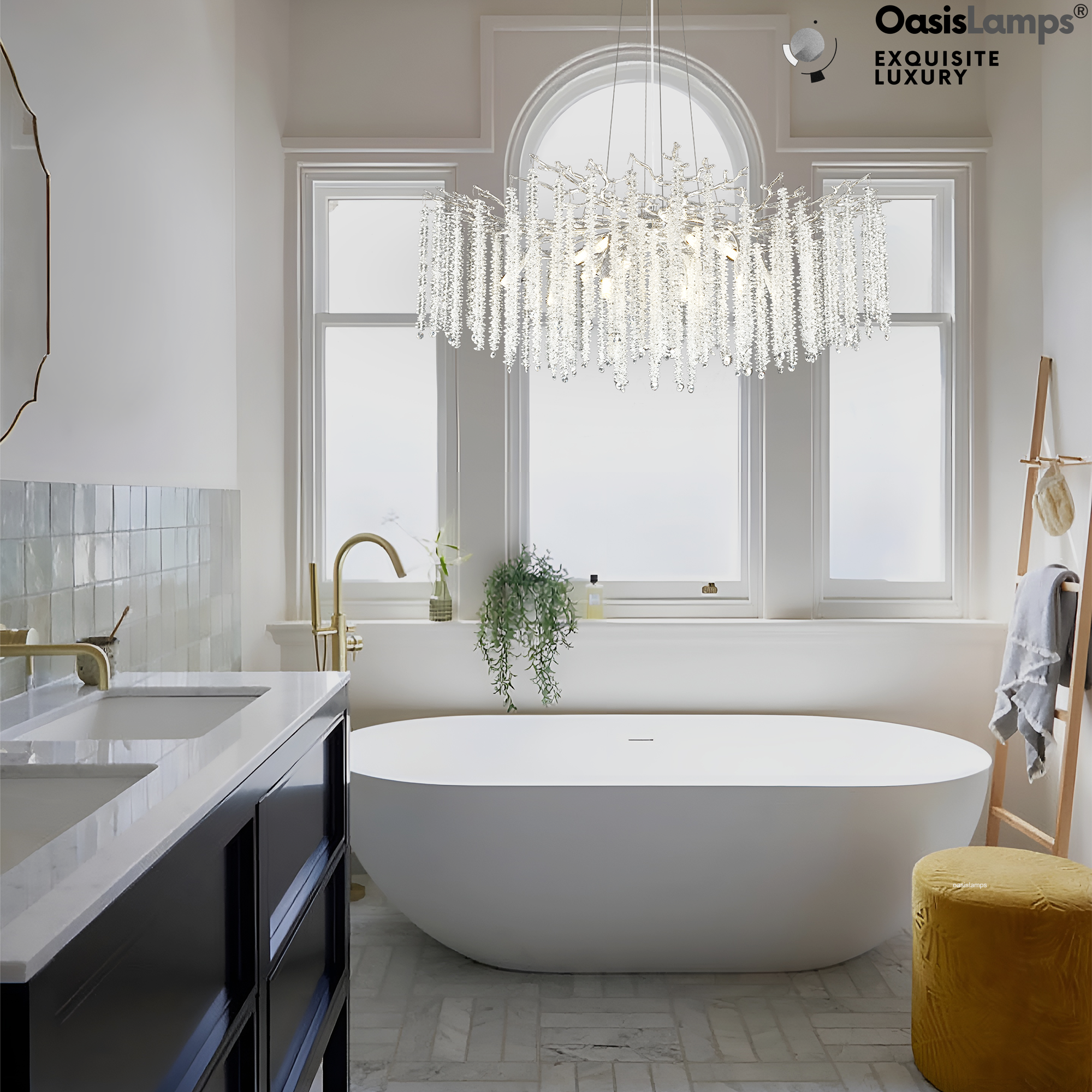 Snow Tree Branch Crystal Chandelier 30" 40"D#color_silver,size_40"