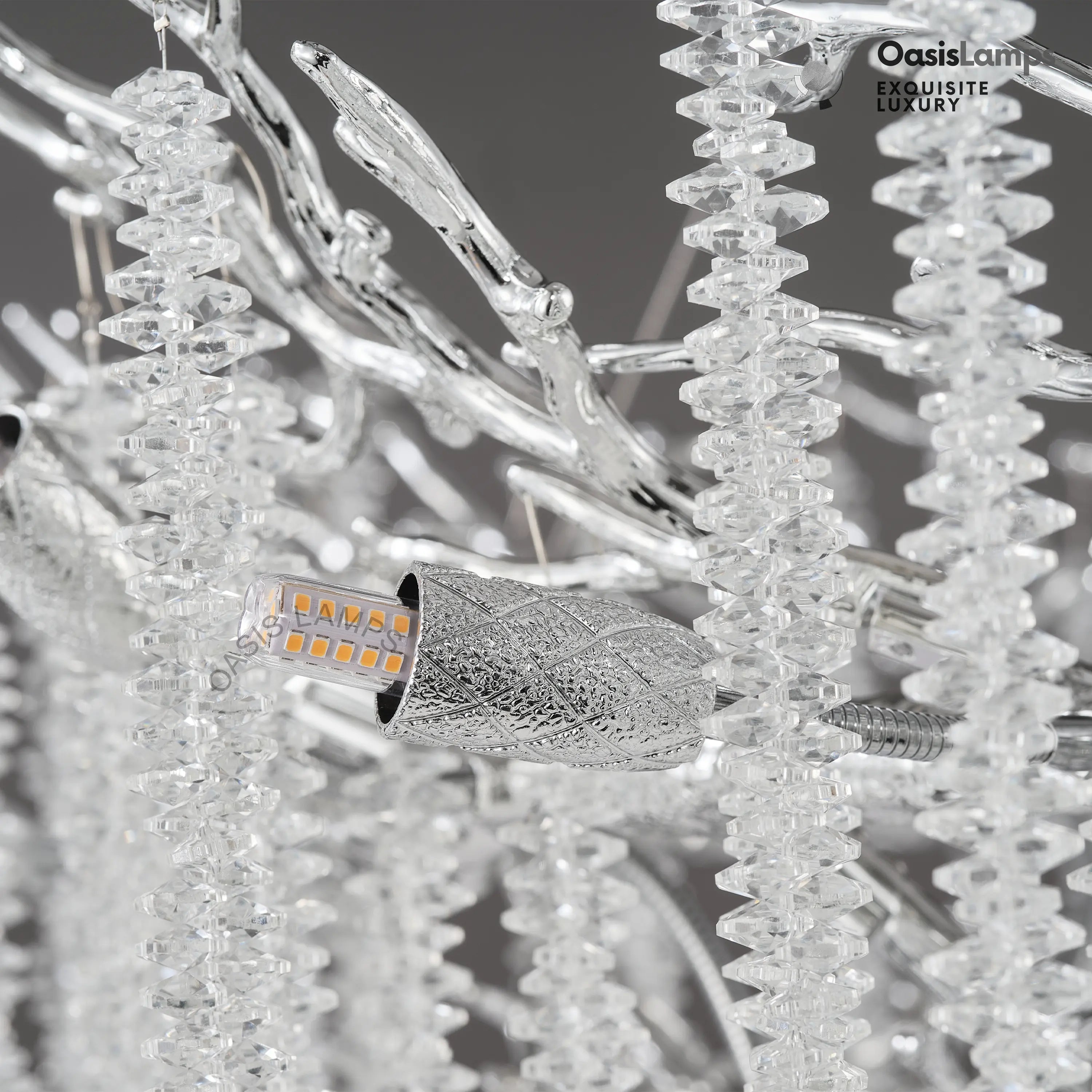 Snow Tree Branch Chandelier 47''D#Color_silver