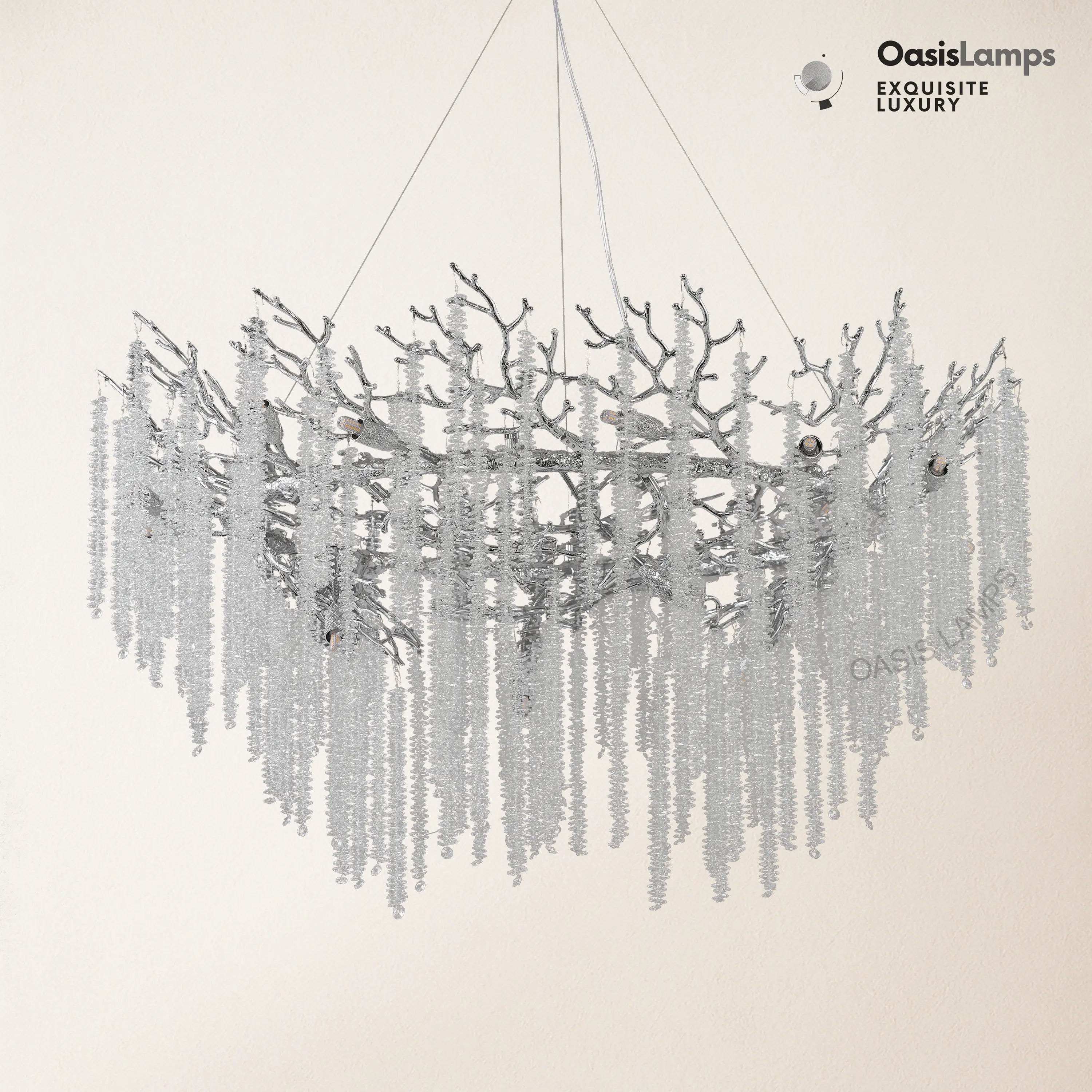 Snow Tree Branch Chandelier 47''D#Color_silver