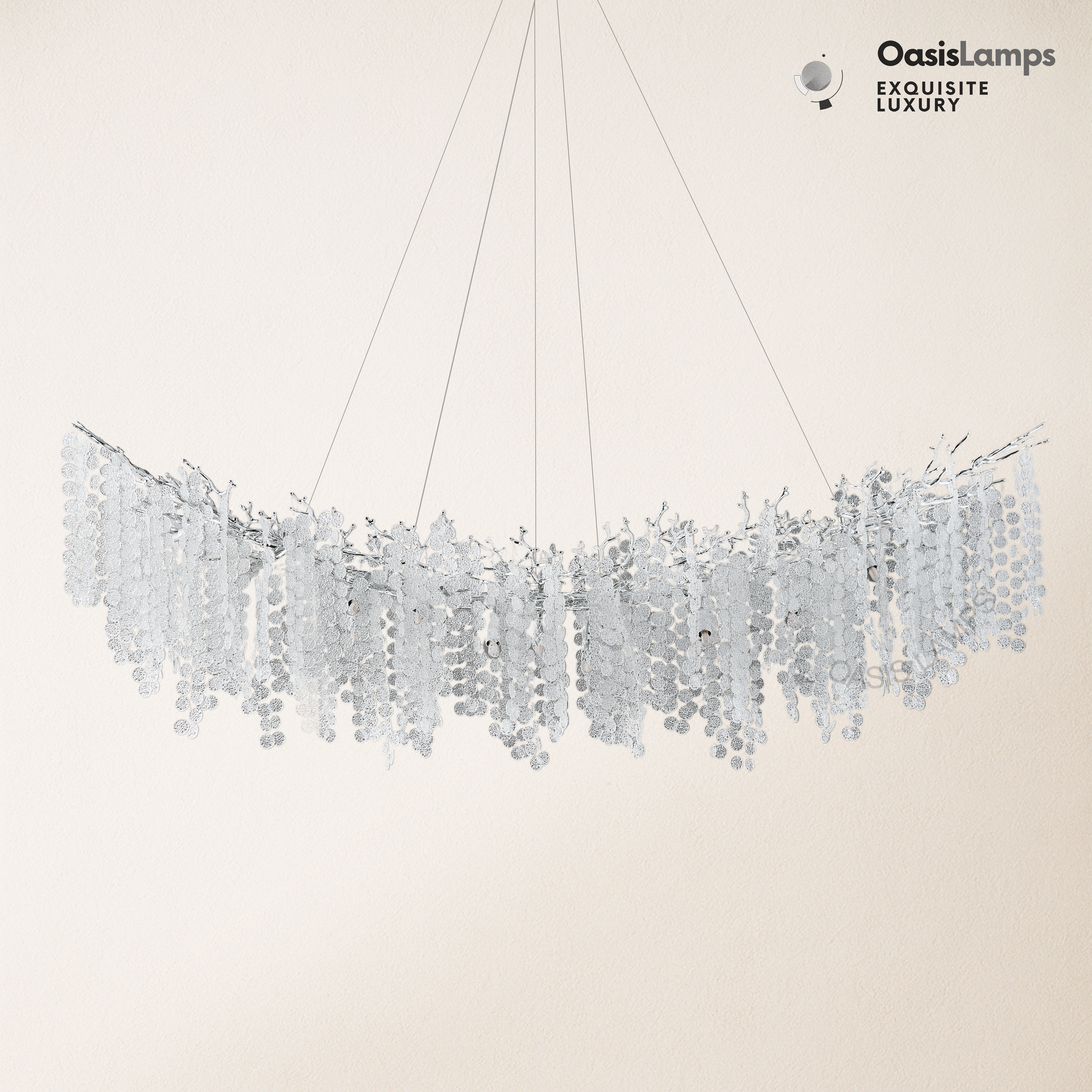 Shiro Noda Crystal Tree Branch Linear Chandelier 72"#Color_Silver,Size_L-72in