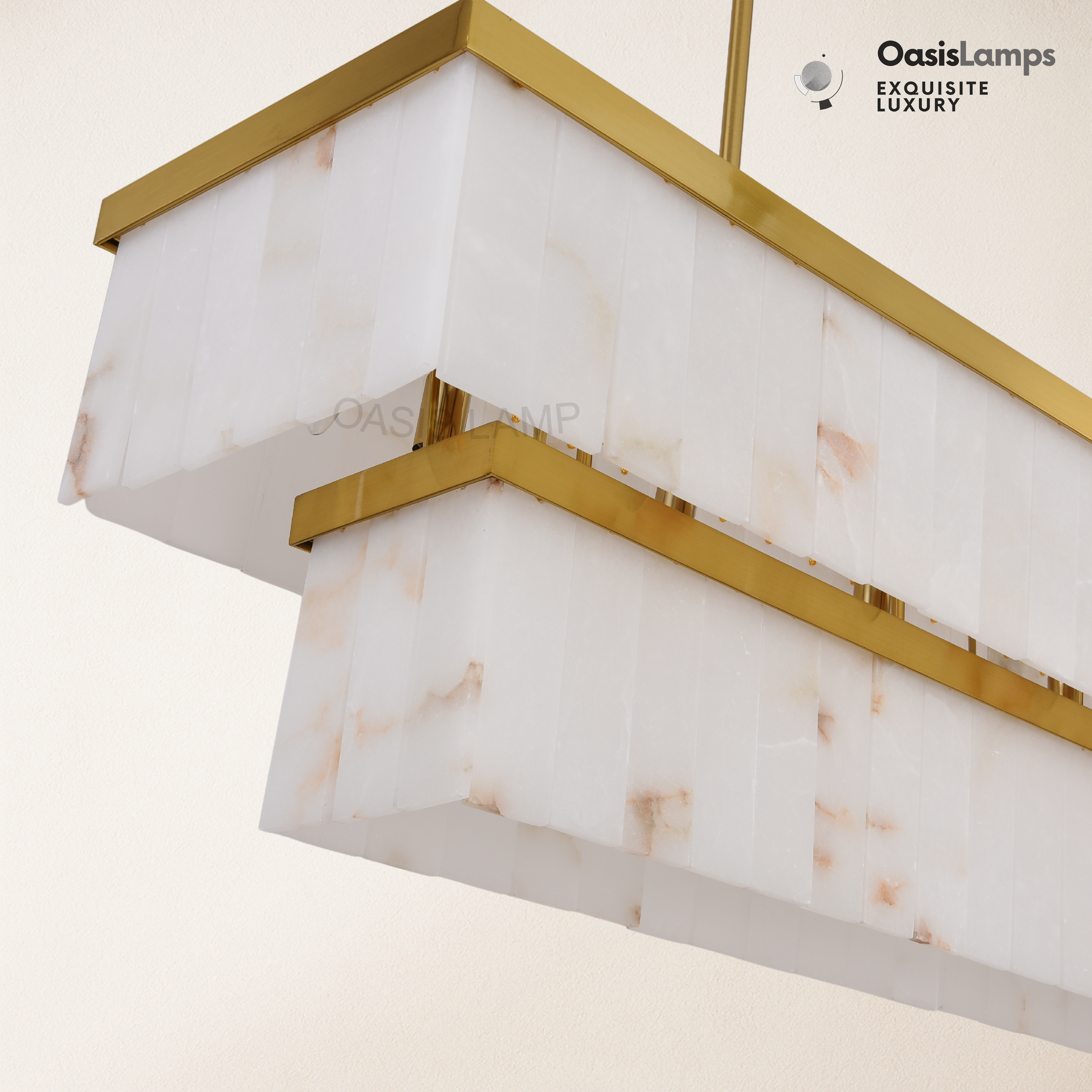 Solmare Alabaster Rectangular Chandelier 54"