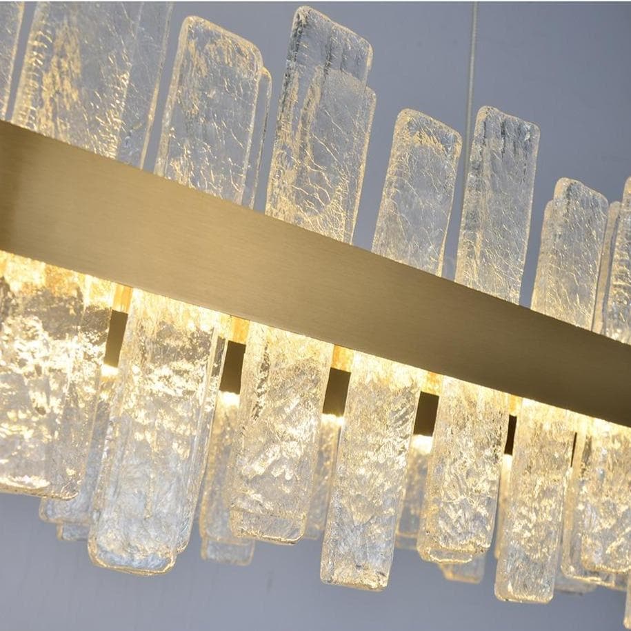 Flake Long Crystal Rectangle Golden Lamp Body Modern Chandelier 32