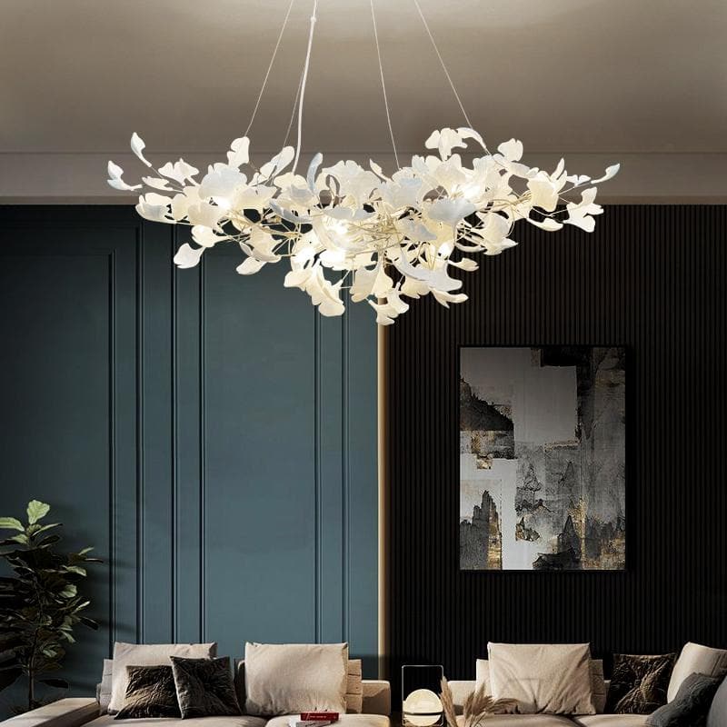 Modern Ceramic Petal Chandelier Gold Length 31