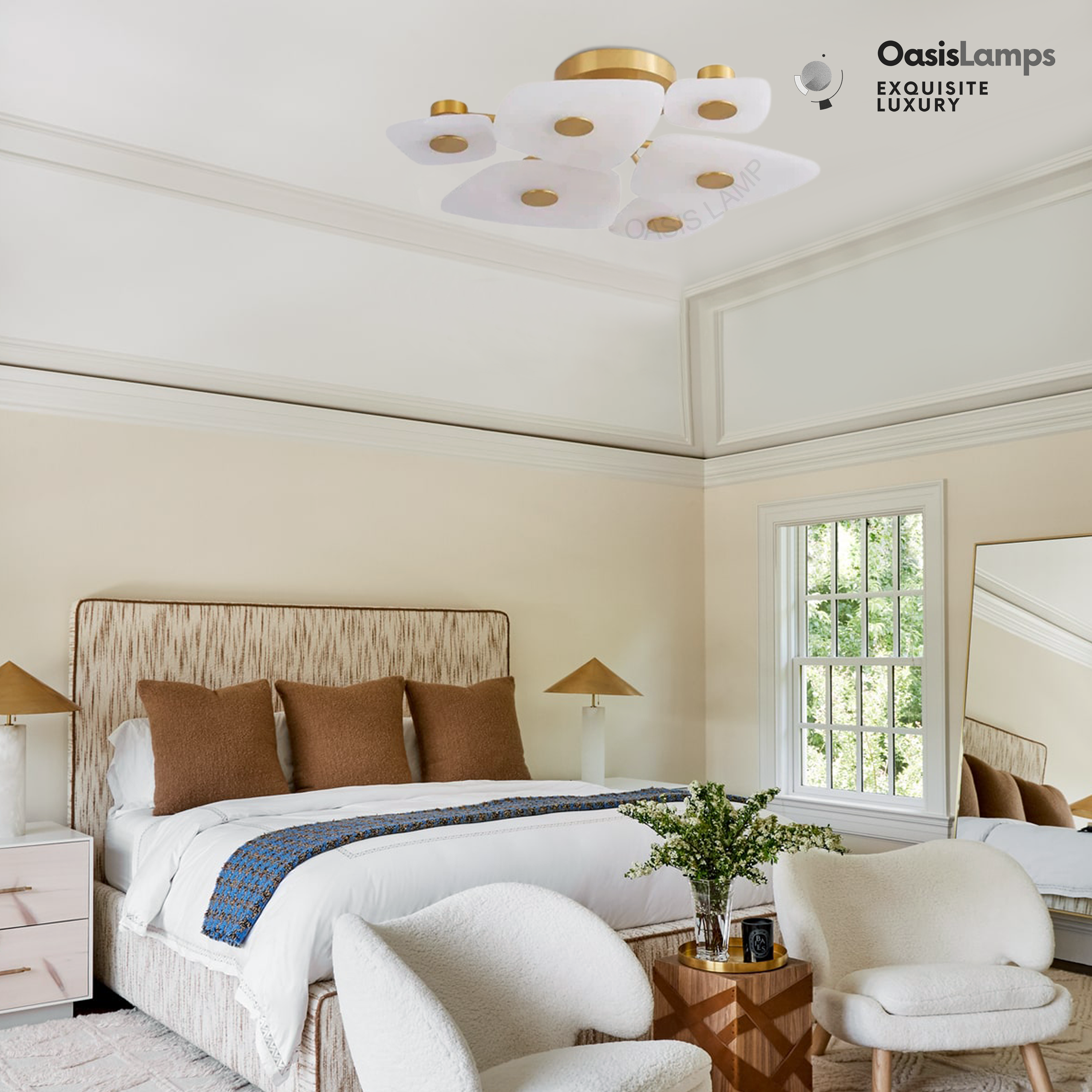 Moira Alabaster  6 Lights Surface Ceiling Light