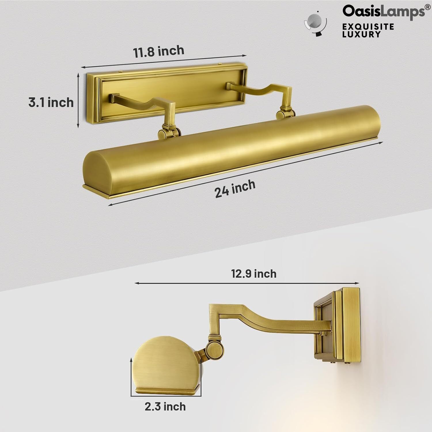 Galleria Brass/Bronze Picture Light 18" 24"#Color_Brass,size_24"