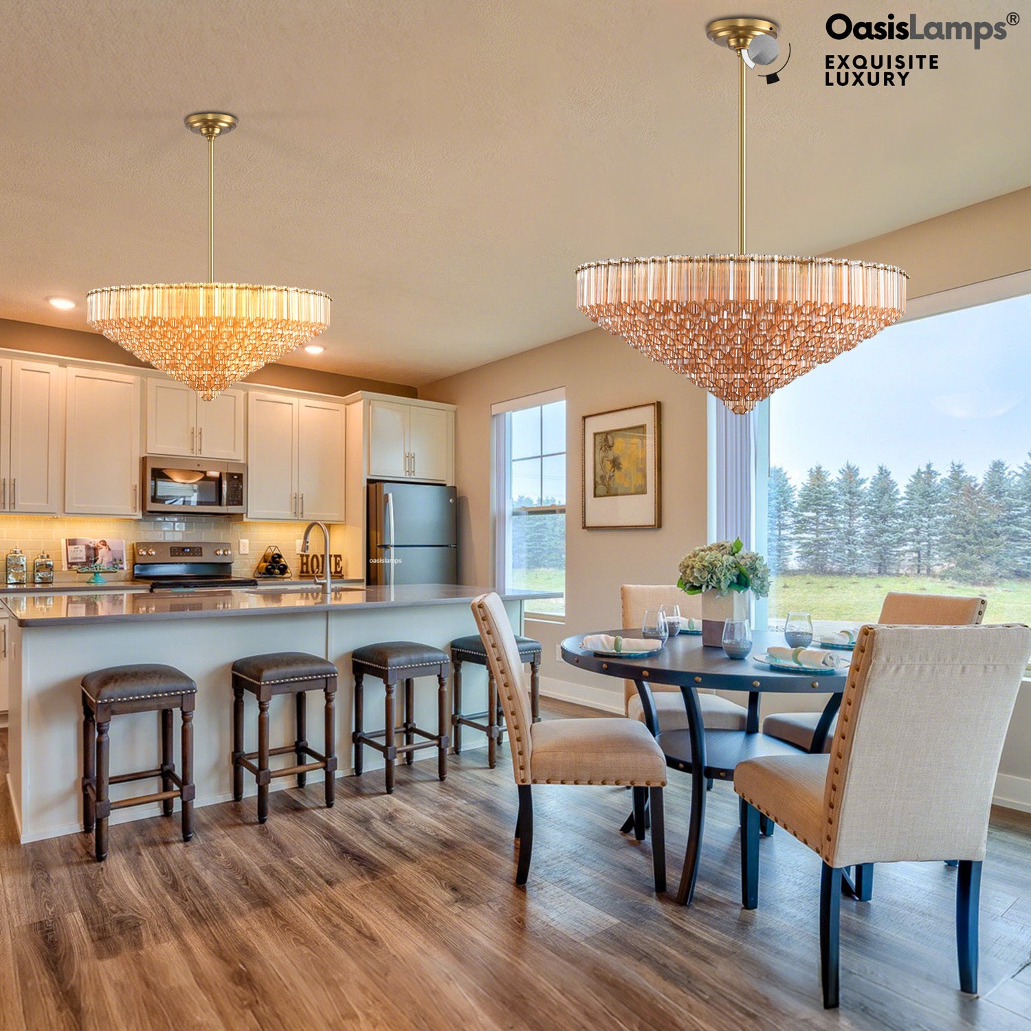 Ethereal Radiance Clear Amber Round Crystal Chandelier 14" 30"D#glass color_amber,size_30in