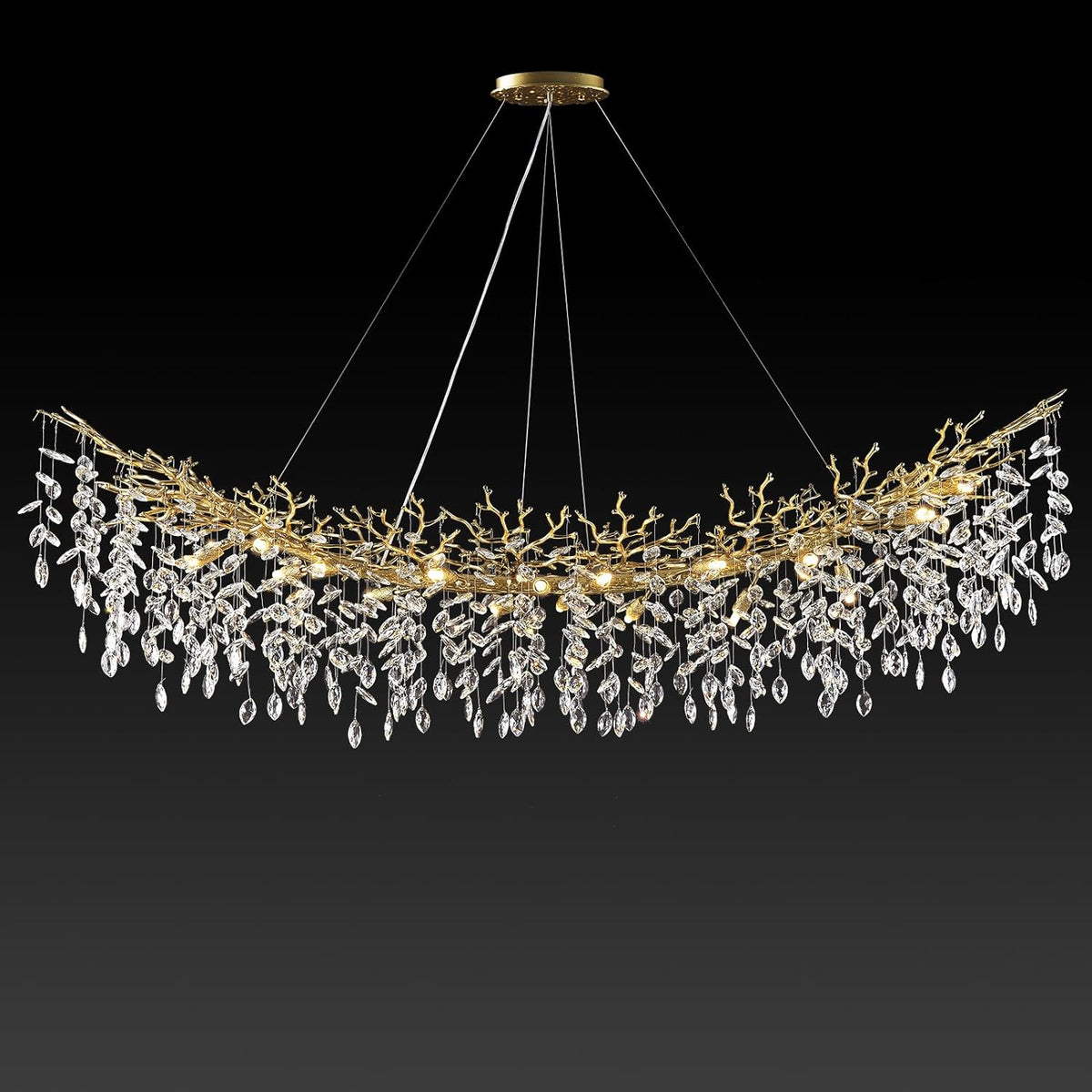 Ice Eye Modern Crystal Tree Branch Linear Chandelier for All Rooms 55