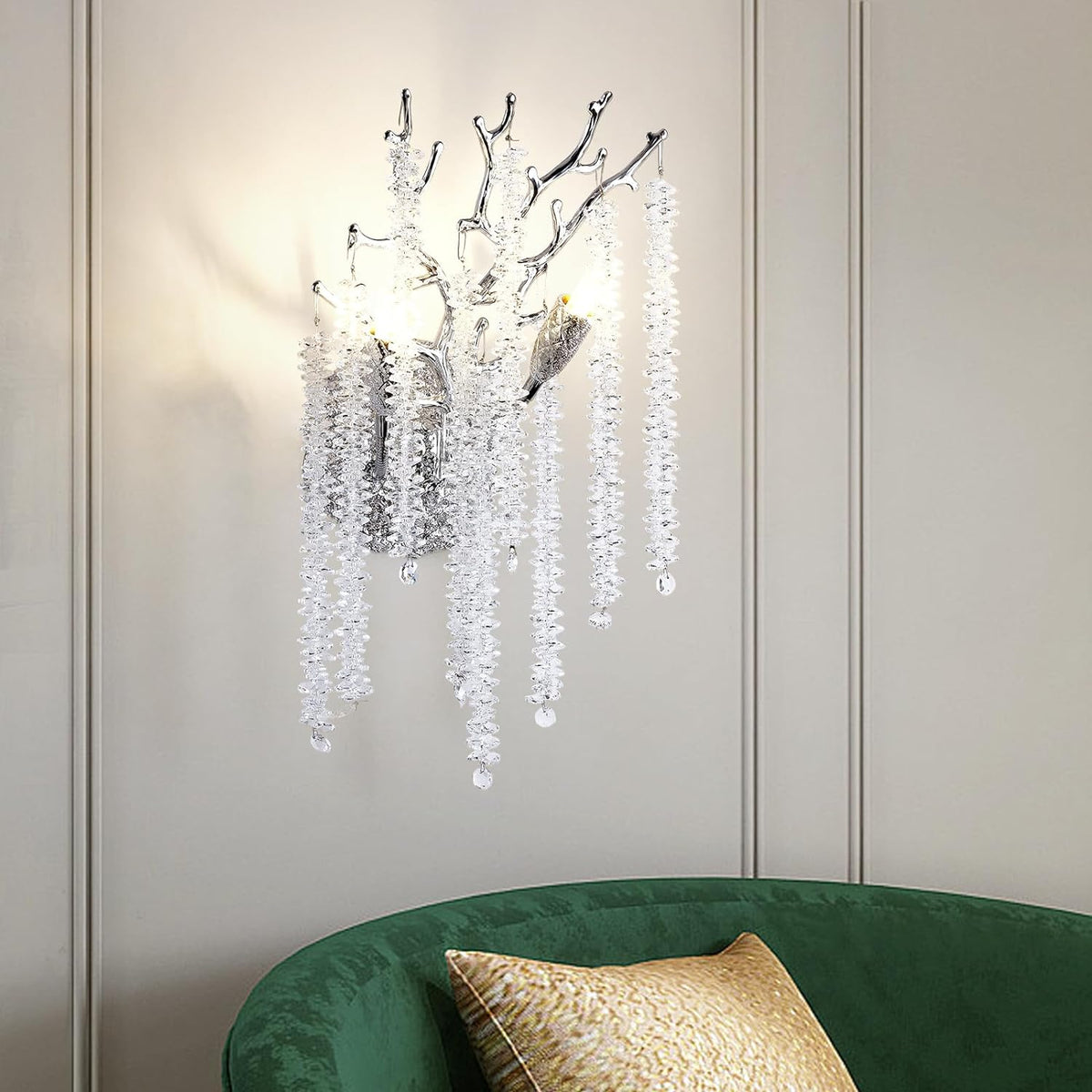 Snow Tree Crystal Silver Wall Sconce 10