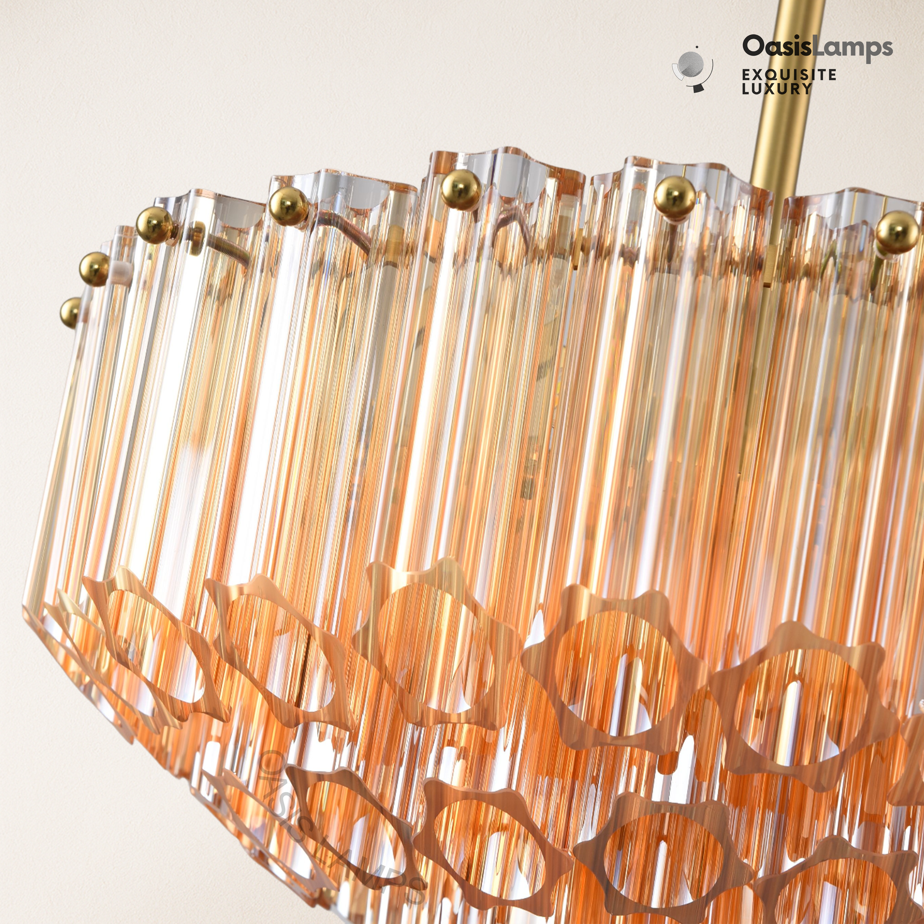 Ethereal Radiance Clear Amber Round Crystal Chandelier 14" 30"D#glass color_amber