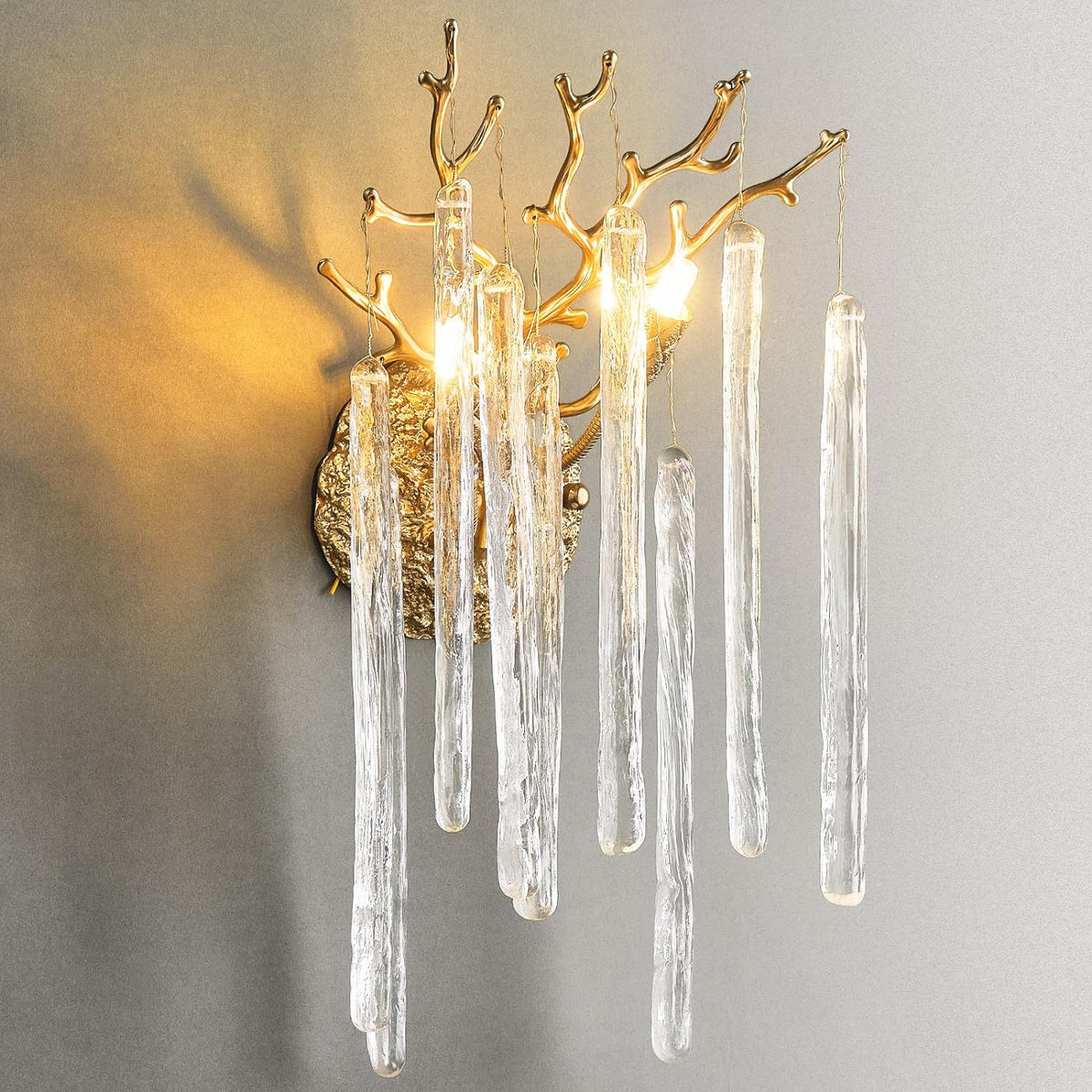 Ice Strip Crystal Gold Wall Sconce for All Rooms 17.7
