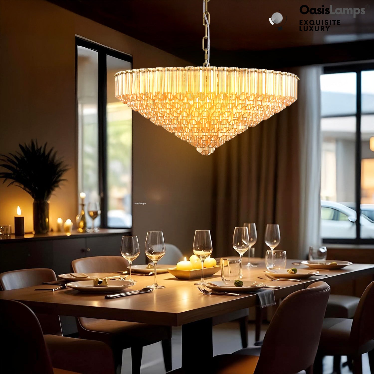 Ethereal Radiance Clear Amber Round Crystal Chandelier 14" 30"D#glass color_clear,size_30in