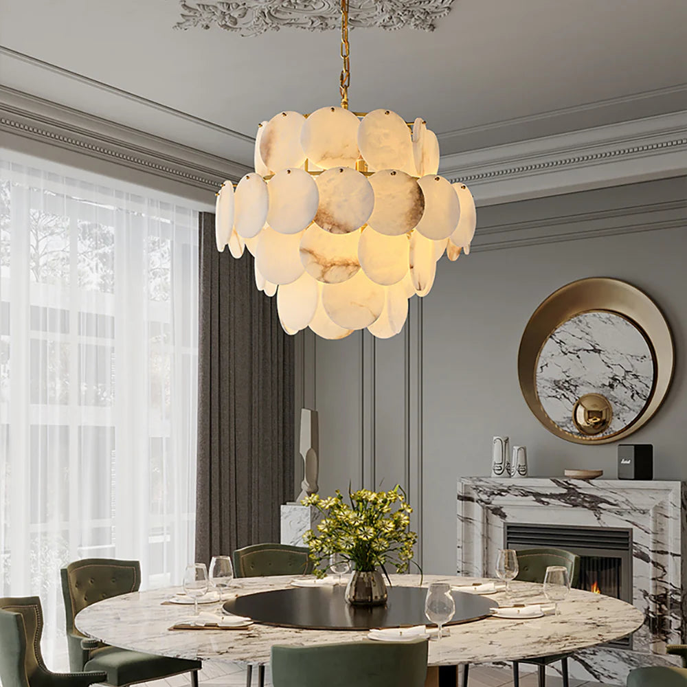 Egwent Alabaster Dish Multi Layer Round Chandelier