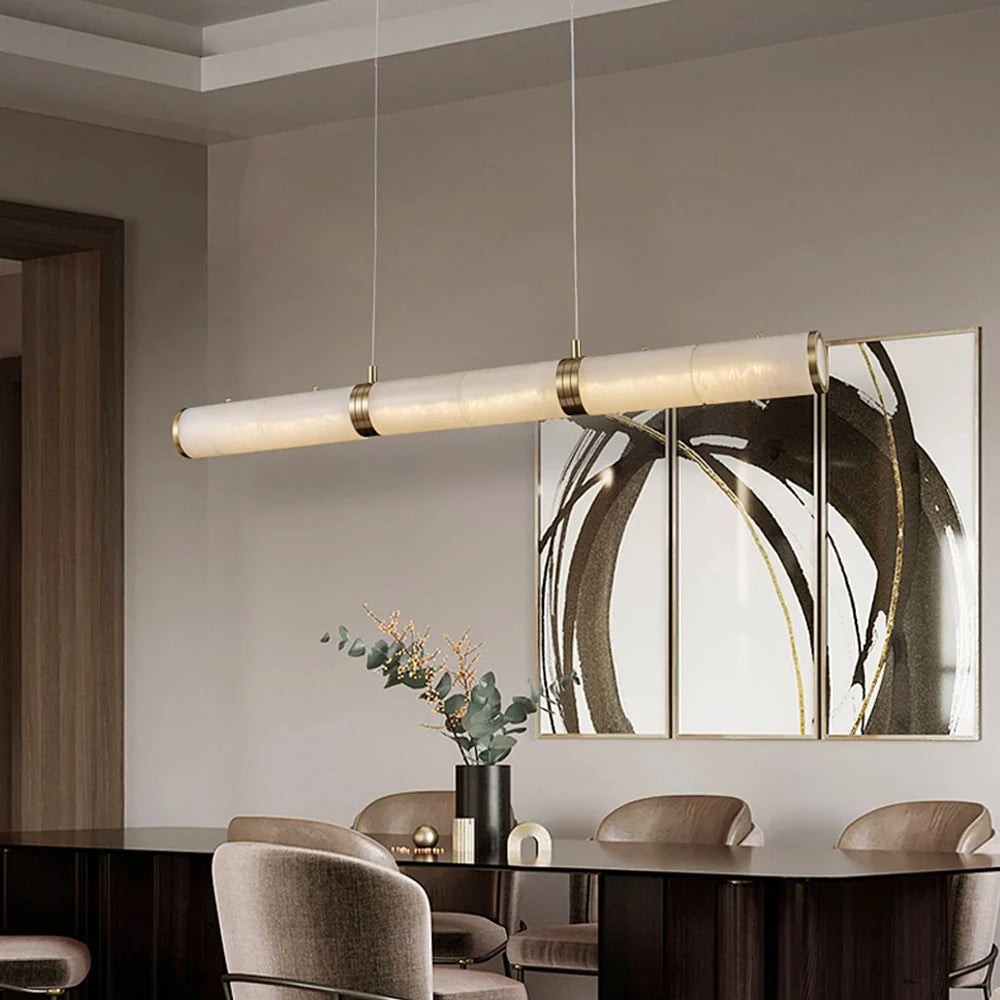 Sylvia Alabaster Pillar Linear Chandelier