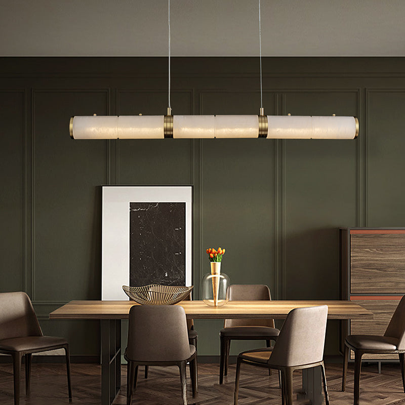 Sylvia Alabaster Modern Art Linear Chandelier