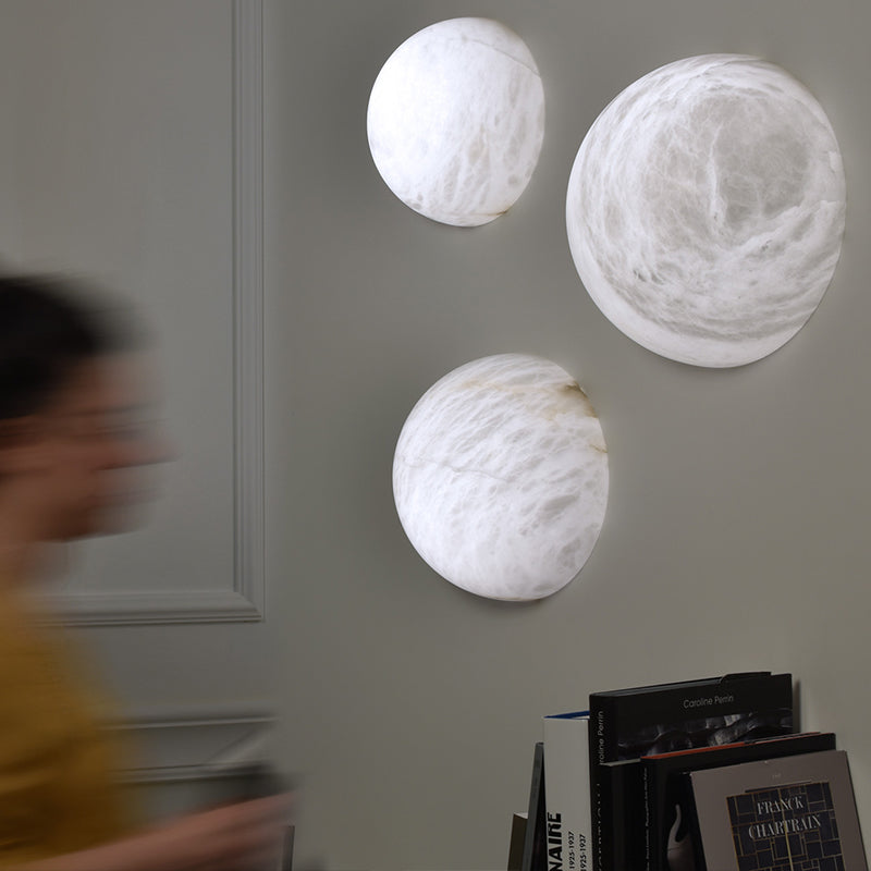 Nami Alabaster Global Dome Art Wall Sconce
