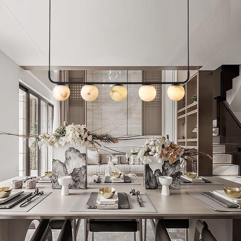 Nami Alabaster Global Island Round Chandelier 5 Lights