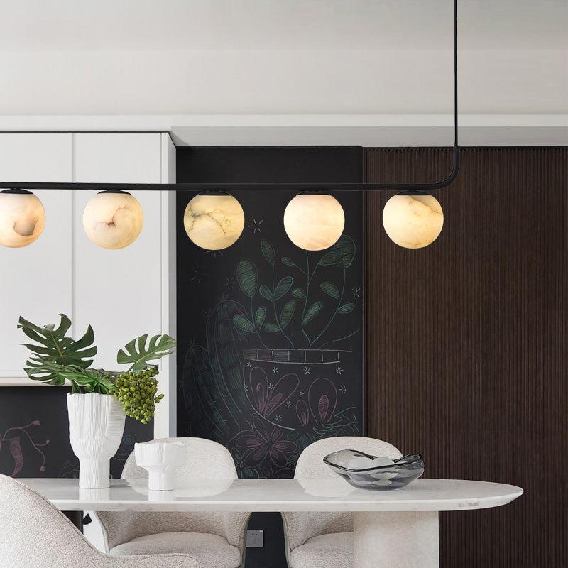 Nami Alabaster Global Island Round Chandelier 5 Lights