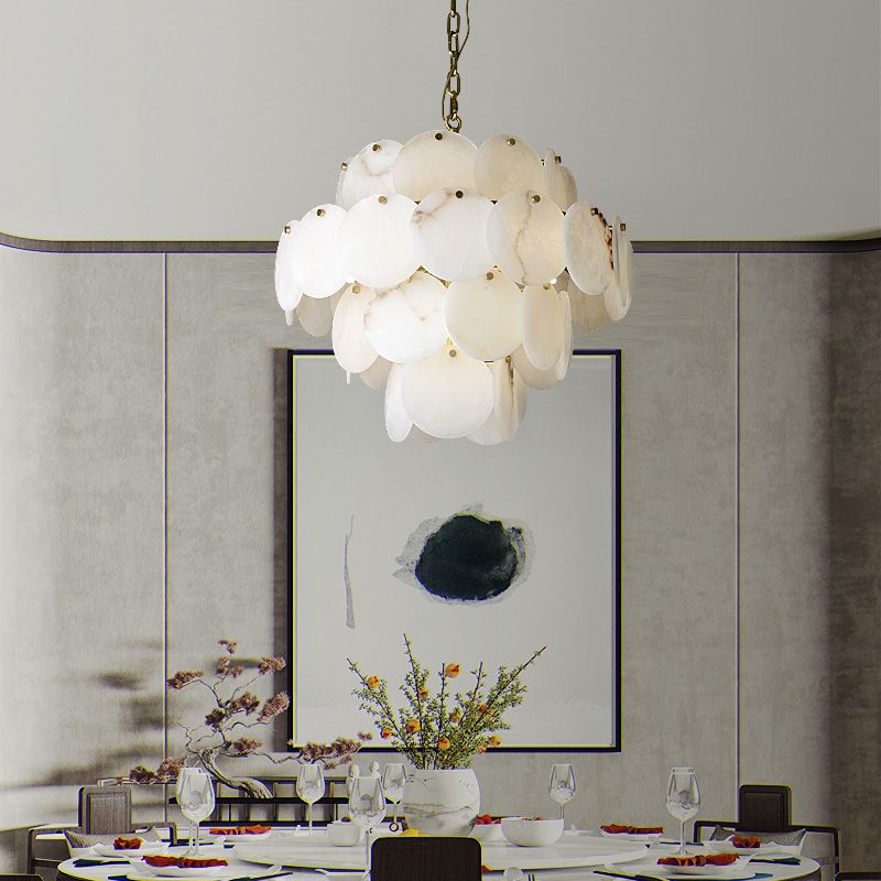 Egwent Alabaster Dish Magnolia Multi-Tiered Round Chandelier