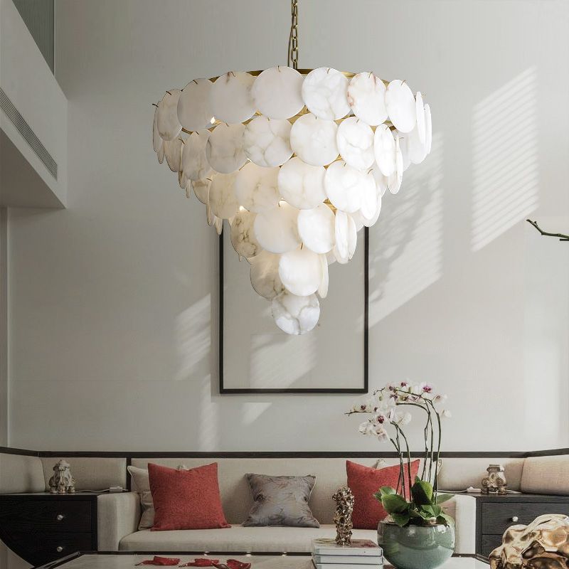 Egwent Alabaster Dish Magnolia Multi-Tiered Round Chandelier