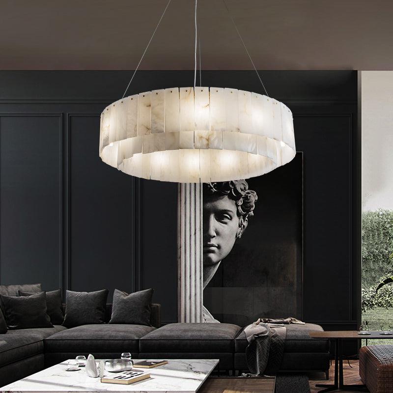 Janina Modern Alabaster Flake 2 tier Round Art Chandelier