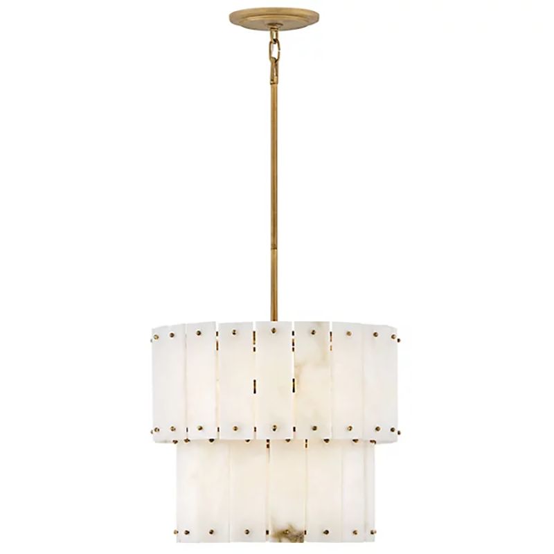 Alabaster Flake Rancho  2-Tier Round Chandelier (Small)