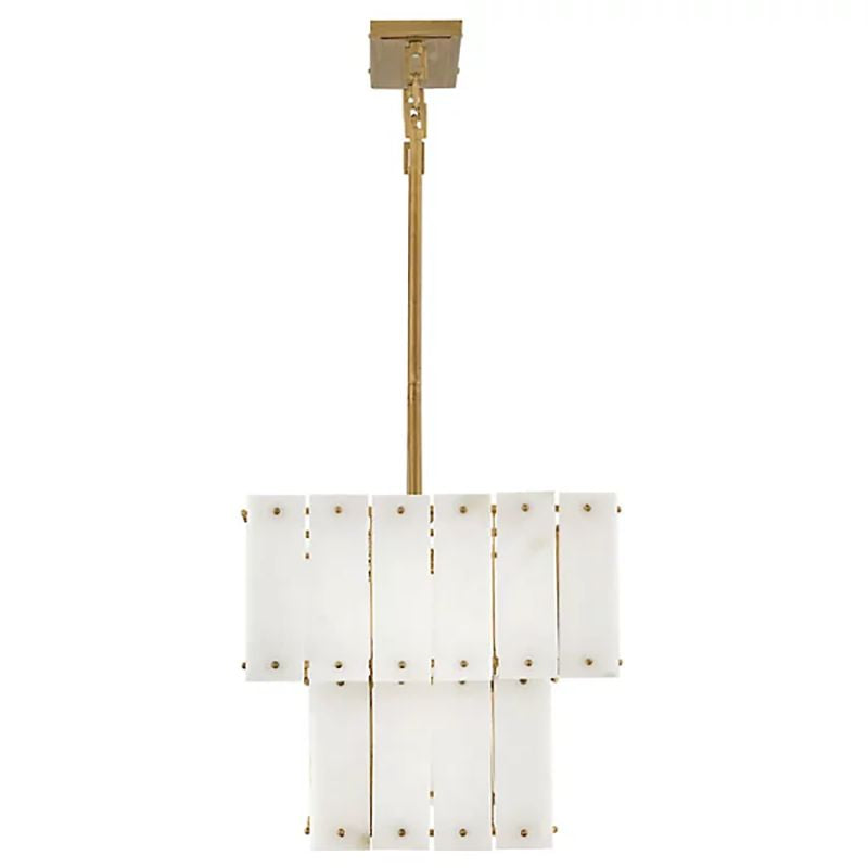 Alabaster Flake Rancho  2-Tier Round Chandelier (Small)