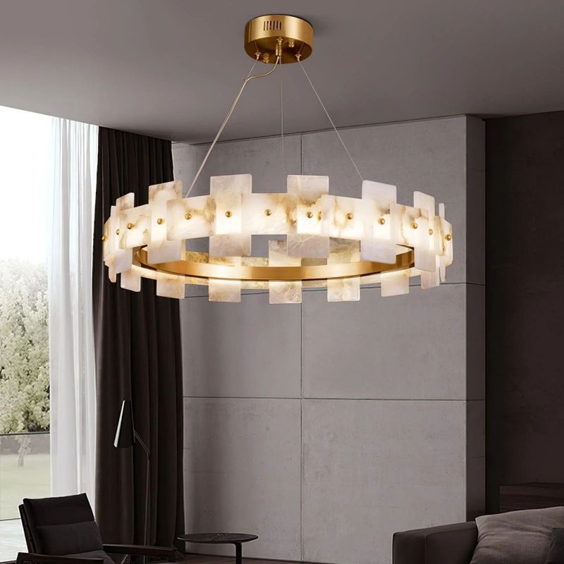 Swang Alabaster Halo Flake Chandelier