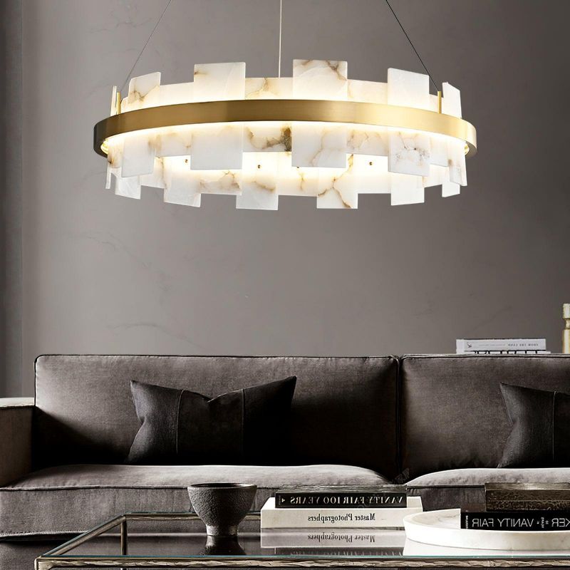 Swang Alabaster Halo Flake Chandelier