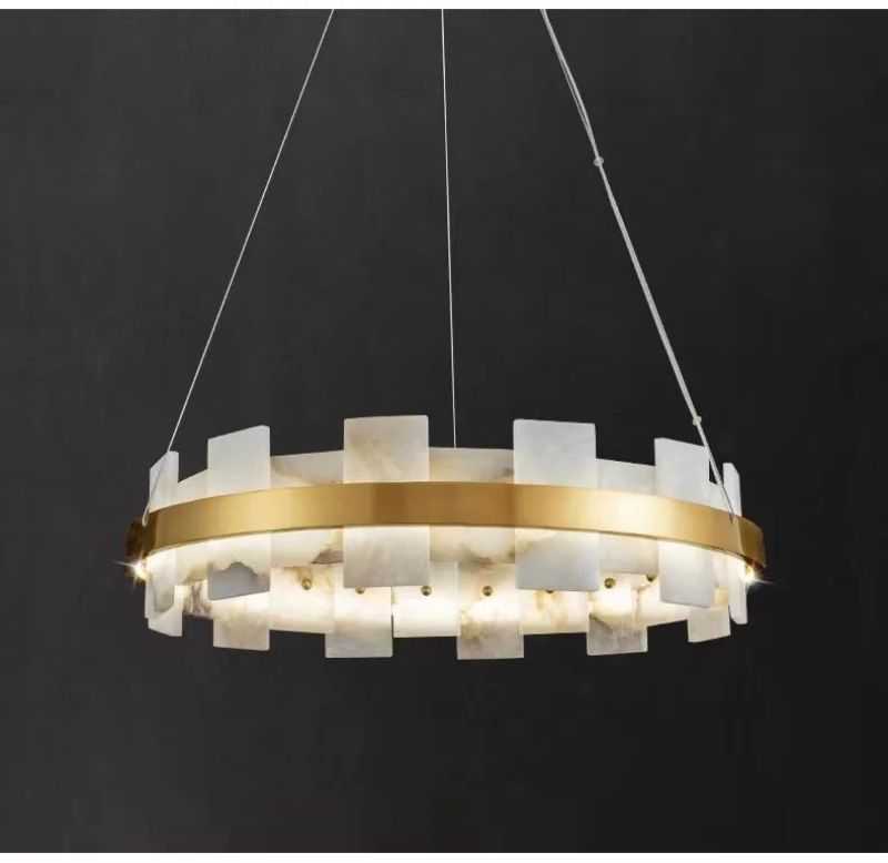 Swang Alabaster Flake Glo Modern Round Chandelier