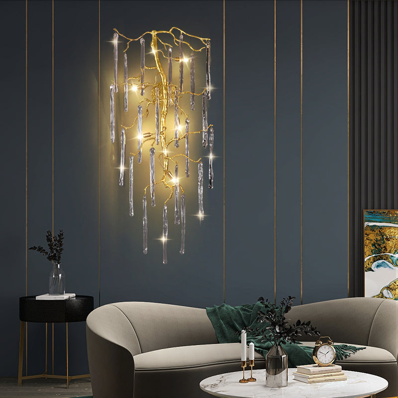 Ice Strip Crystal Branch Wall Sconce