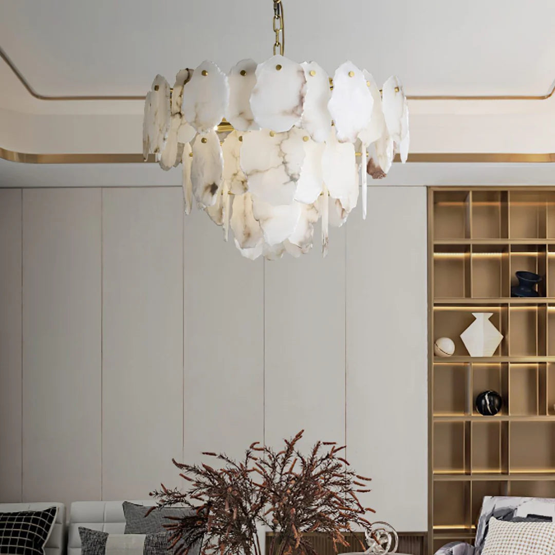 Moira Luxury Alabaster Brass Chandelier