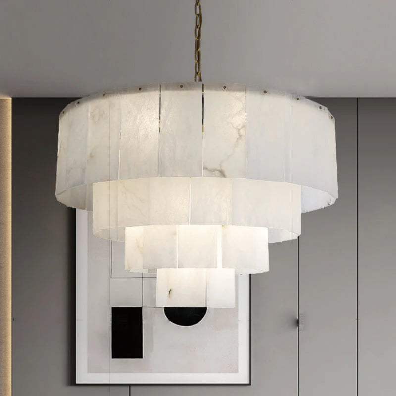 Dineve Modern Alabaster Multi-Layer Round Chandelier D31