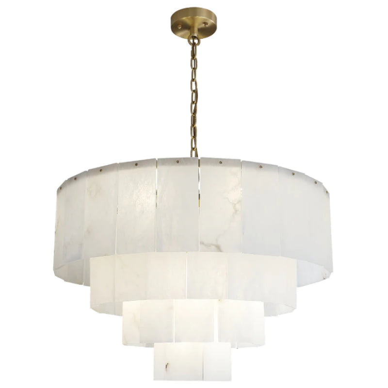 Dineve Modern Alabaster Multi-Layer Round Chandelier 35''D Customzied