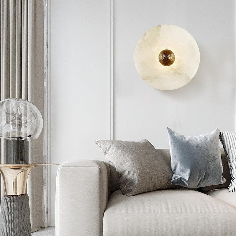 Egwent Dish Round Alabaster Wall Sconce