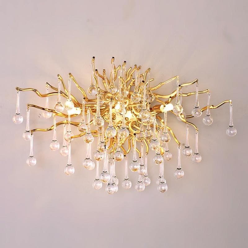 Teardrop Tree  Crystal Teardrop Wall Sconce Gold  17
