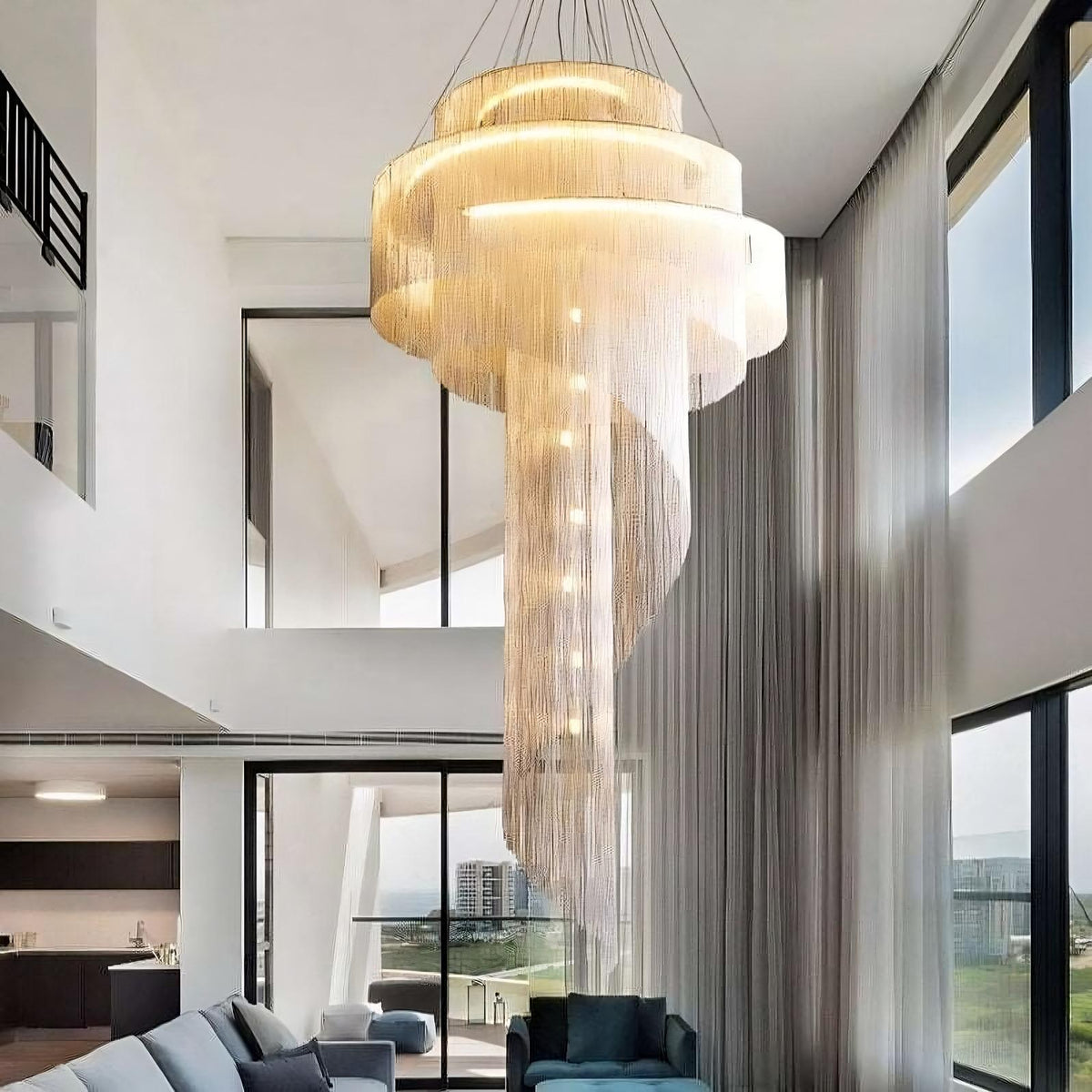 Teresa Cadena Metal Chain Tassel Entryway Chandelier