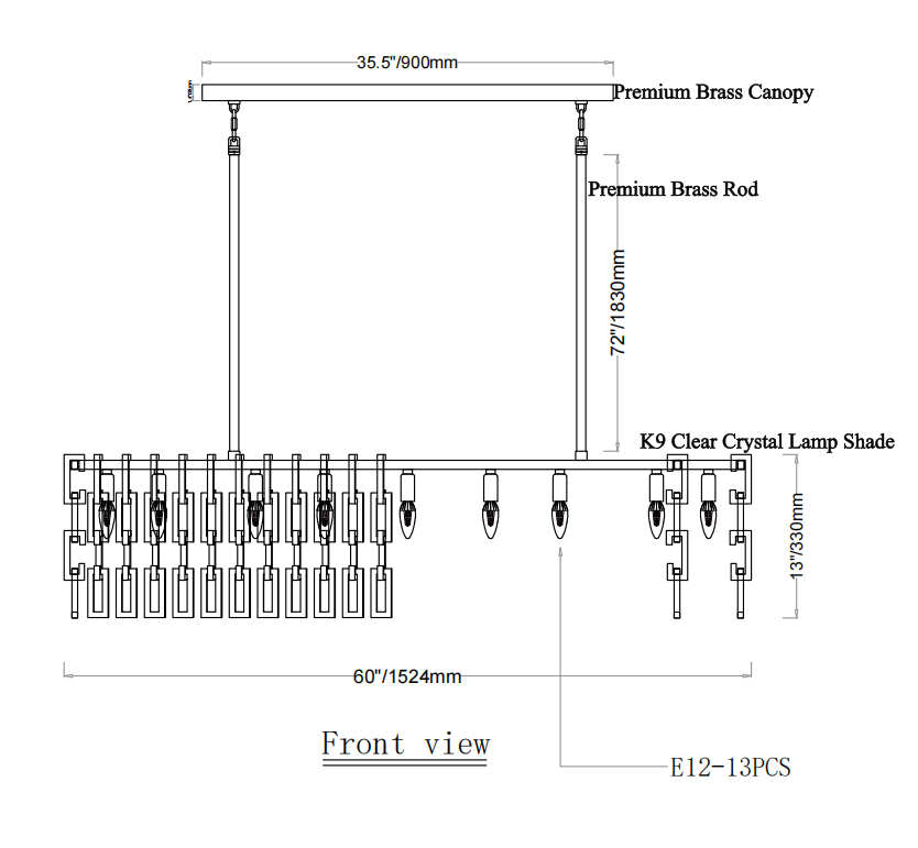 Marigan Crystal Linear Chandelier  - custom 2 tier 20x60