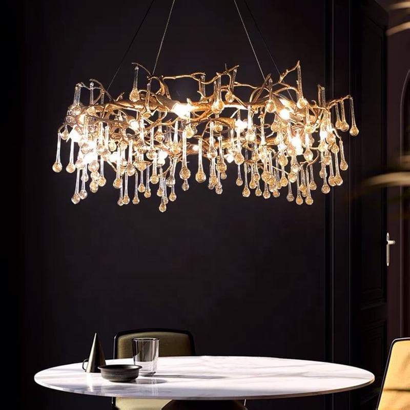 Teardrop Branch Brass Crystal Chandelier 31