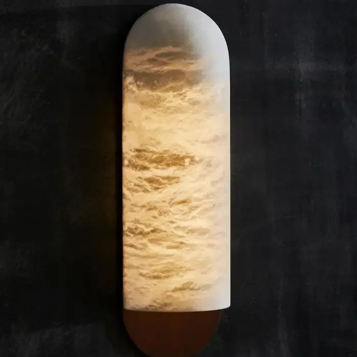 Alabaster Curved and Elongated Wall Sconces 14''H