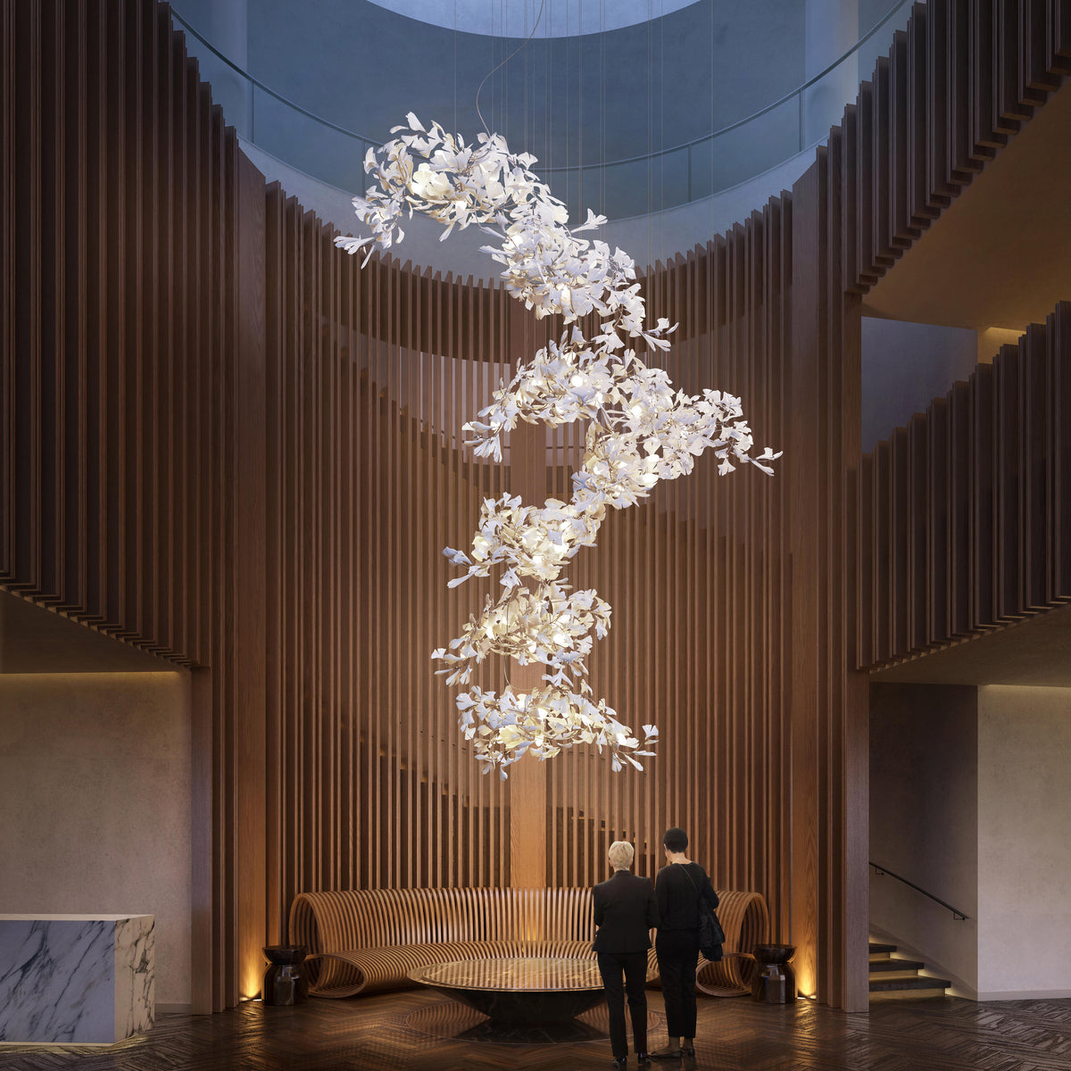 Ceramic Ginkgo Branch Chandelier
